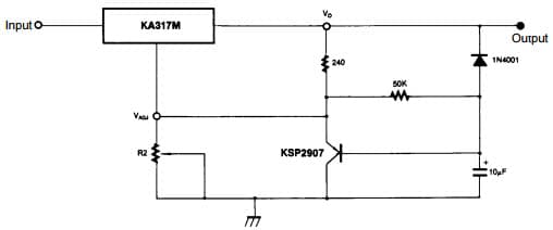 Typical Application for KA317M 3-Terminal 0.5A Slow Turn-On Regulator