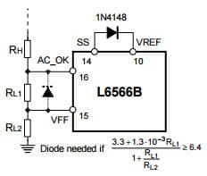 Typical External circuits that determine IC behavior upon OVP and OCP for L6566BTR Multi-mode controller for SMPS Power Supplies