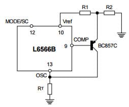 Typical Frequency foldback at light load (FF operation) Application for L6566B Multi-Mode Controller for SMPS