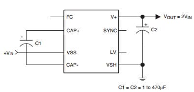 Typical Application for FAN5660 Double, Monolithic Inductor less CMOS DC/DC Converter