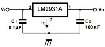 Typical Application Circuit for LM2931AZ5 Low Dropout Voltage Regulator