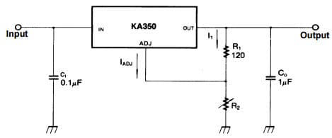 Typical Application Circuit for KA350 3-Terminal 3A Positive Adjustable Voltage Regulator