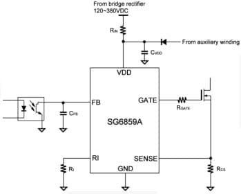 Typical Application Circuit for SG6859A Low-Cost, Green-Mode PWM Controller for Flyback Converters