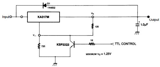 Typical Application for KA317M 3-Terminal 0.5A, 15V Electronic shut-down Regulator