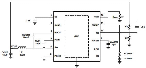 Typical Application Schematic Of User Programmable Parameter Selection for Er3105Di 500Ma Wide Vin Synchronous Buck Regulator