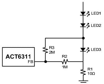 Typical Application for ACT6311 Current Setting for White LED Application