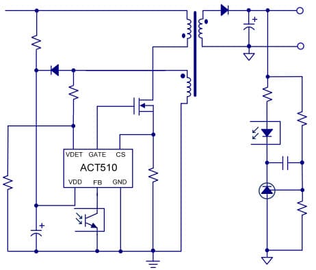 Simplified Application Circuit for ACT510 Quasi-Resonant PWM Controller