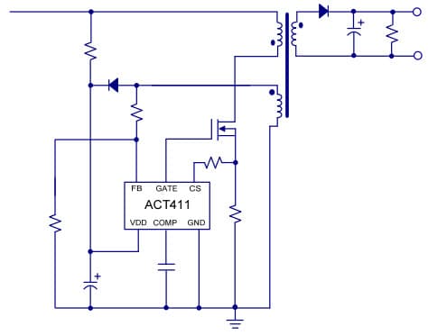 Simplified Application Circuit for ACT411 Quasi-Resonant PWM Controller