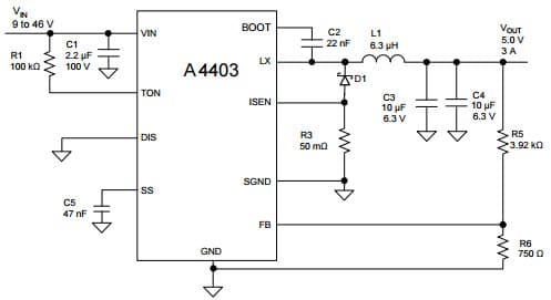 Typical Application for A4403 Valley Current Mode Control Buck Converter