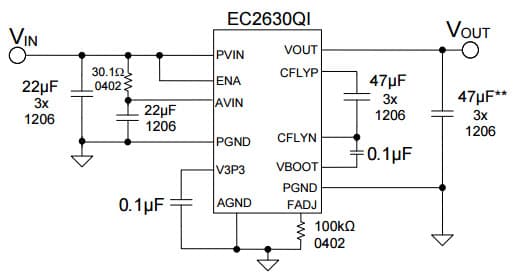 Typical Application for EC2630QI 12V DC-DC Intermediate Voltage Bus Converter, 27W and 4.5A