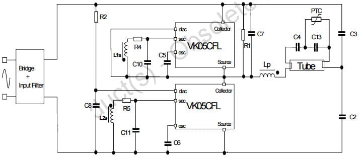 Typical Application for Vk05Cfl Electronic Driver for Cfl Application