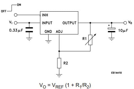 Typical Application Circuit for LD29300 3 A, very low drop voltage regulators