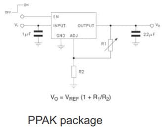 Typical Application for LDFM33PUR, 3.3V/0.5A Very Low Drop Voltage Regulator