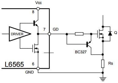 Typical Application for L6565 Enhanced turn-off for big MOSFET Driver