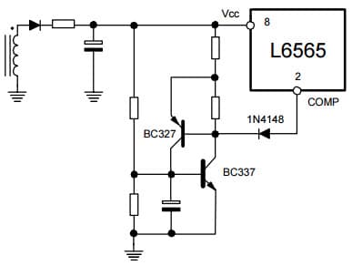 Typical Application for L6565 Latched shut-down on feedback disconnection