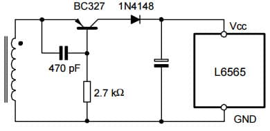 Typical Application for L6565 Leading edge blanking circuit for enhanced primary regulation