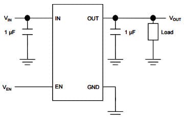 Typical Application for LD39015 150 mA low quiescent current and low noise voltage regulator