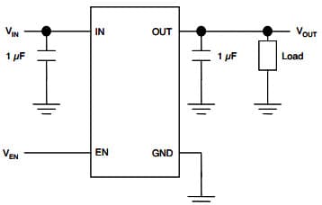 Typical Application for LD39030SJ 300 mA low quiescent current soft-start, low noise voltage regulator