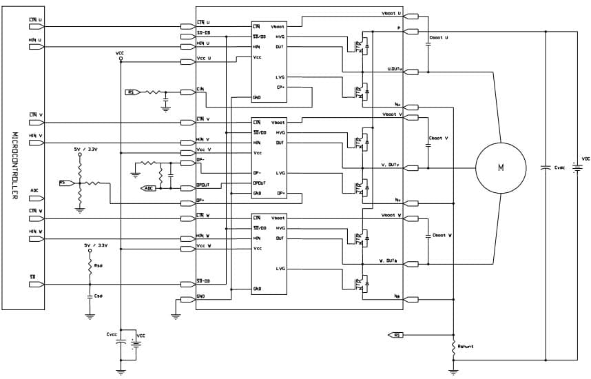 Typical Application for STGIPN3H60 SLLIMM-Nano (small low-loss intelligent molded module)IPM, 3 A - 600 V 3-phase IGBT inverter bridge