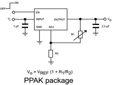 Typical Application for LDF 1-A very low drop Adjustable Voltage Regulator