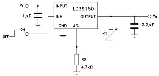 Typical Application for LD39150DT12-R Ultra Low-Drop BiCMOS Adjustable Voltage Regulator