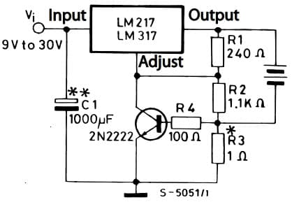 Typical Application for LM317 Current limited 6V charger Regulator