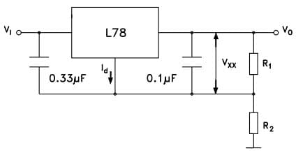 Typical Application for L7815C Circuit for increasing output Voltage Regulator