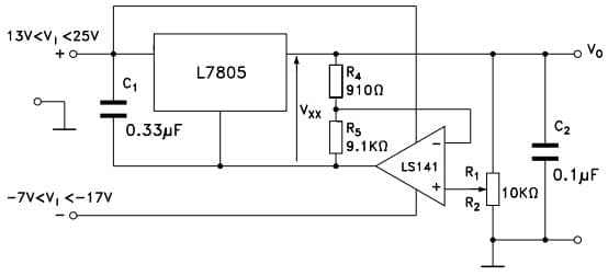 Typical Application for L7815C 0.5 to 10 V output Voltage Regulator