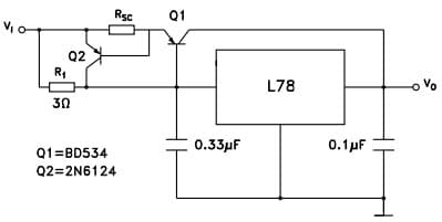 Typical Application for L7815C High output current with short circuit protection