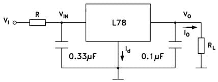 Typical Application for L7815C Reducing power dissipation with dropping resistor