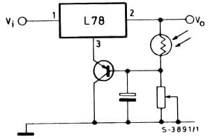 Typical Application for L7815C Voltage Regulator for Light controller (Vo(min) = Vxx + VBE)