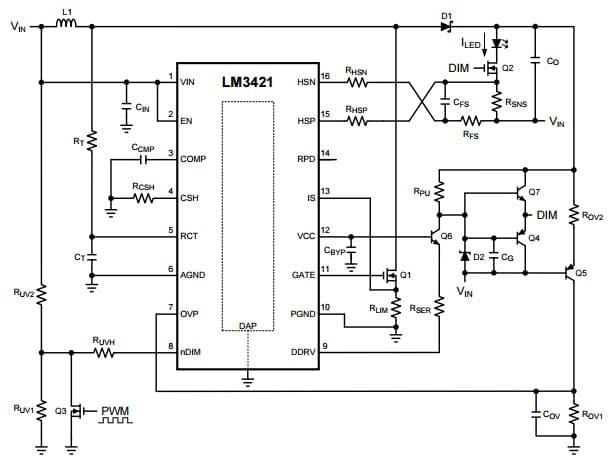 Typical Buck-Boost Application for LM3421Q0 Buck-Boost Regulator, N ...