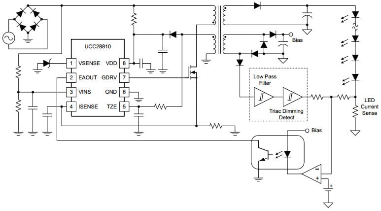 Typical Application for UCC28810 LED Lighting Power Controller