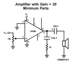 Typical Application for Low Voltage Audio Power Amplifier, Amplifier with Gain = 20 Minimum Parts