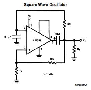 Typical Application for Low Voltage Audio Power Amplifier, Square Wave Oscillator