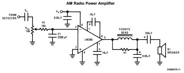 Typical Application for Low Voltage Audio Power Amplifier, AM Radio Power Amplifier