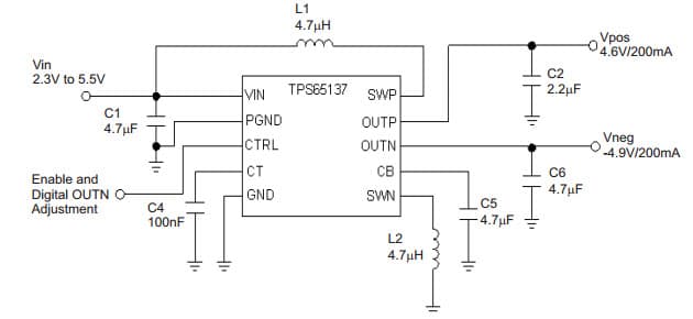 Typical Application for 200Ma Dual Output AMOLED Display Power