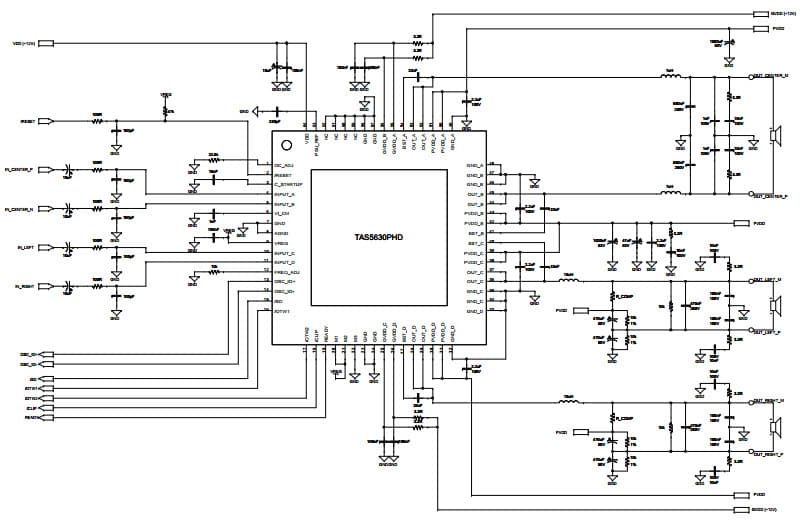 Typical Application for Typical 2.1 System Differential-Input Btl and Unbalanced-Input Se Application, 300-W Stereo/600-W Mono Pure path Hd Analog-Input Power Stage