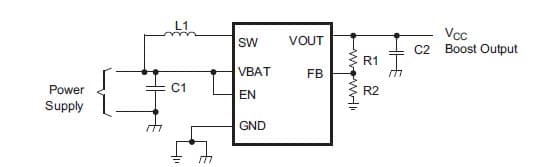 Typical Application for TPS61073-Q1, 90 Percent Efficient Synchronous Boost Converter with 600-mA Switch Fixed Output Voltage