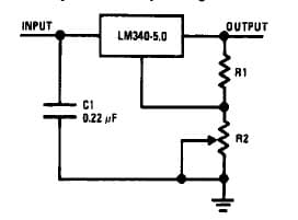 Typical Application for LM340A 3-terminal positive regulators with adjustable output regulator