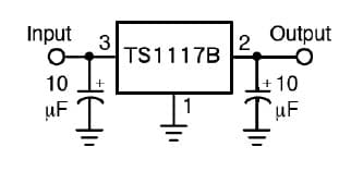 Typical Application for TS1117B 1A Low Dropout Positive Voltage Regulator with Fixed Output Voltage