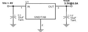 Typical Application for TS2937 500mA Ultra Low-Dropout Voltage Regulator