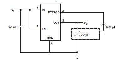 Typical Application for TPS79301DBVRQ1 Ultralow-Noise, High-PSRR, Fast RF 200mA Low-Dropout Linear Regulator