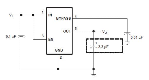 Typical Application for TPS79333DBVREP Ultralow-Noise, High-PSRR, Fast RF 200mA Low-Dropout Linear Regulator