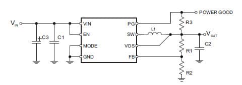 Typical Application for TPS62080A 1.2A High Efficient Step Down Converter with Snooze Mode