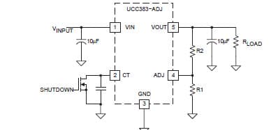 Typical Application for Ucc383-Adj Low-Dropout 3-A Linear Regulator Family