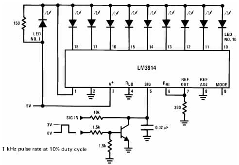 Typical Application for LM3914 Exclamation Point Display Driver