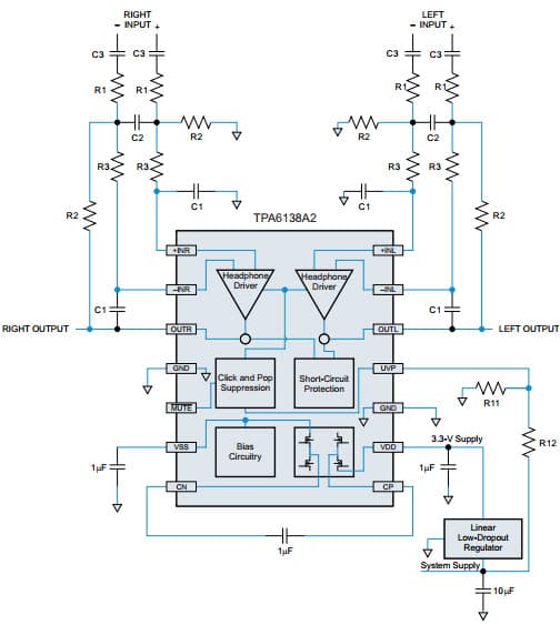 Typical Application for Direct Path HeadPhone Driver With Adjustable Gain