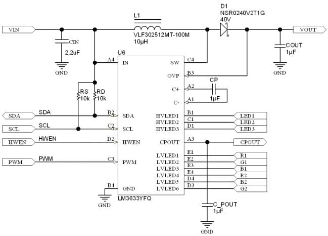 Typical Application for LM3633 Complete Lighting Power Solution for SmartPhone Handsets