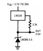 Typical Application for LM285-2.5-N Wide Input Range Micro-power Voltage Reference Diode